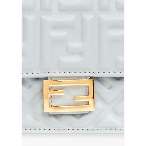 BRAND NEW FENDI LEATHER NAPPA FF BLUE BAGUETTE CHAIN BAG PURSE BOX NIB! - Picture 4 of 9